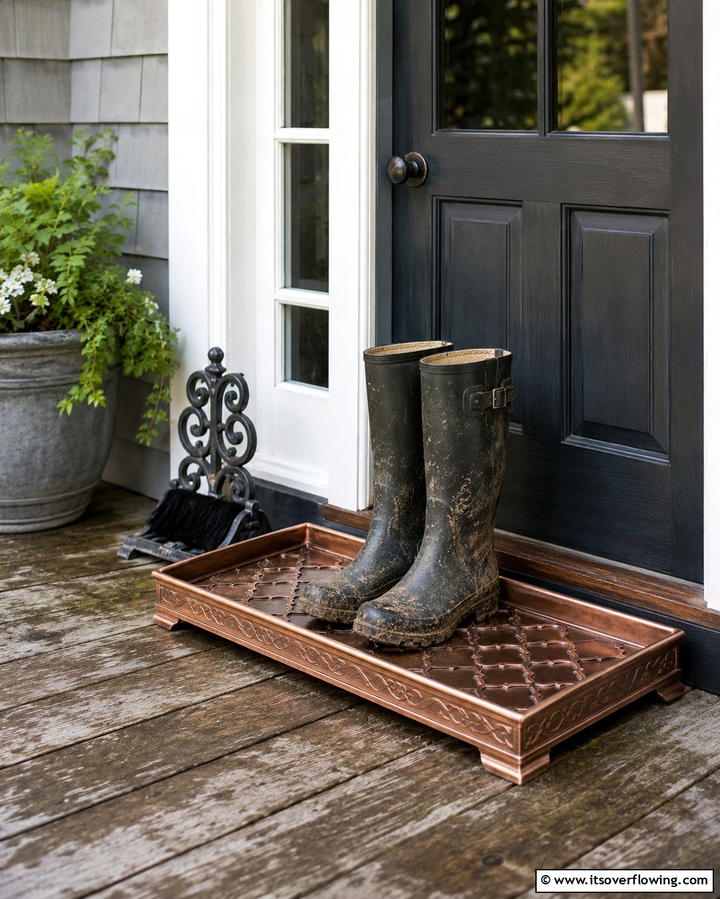 Metal Boot Tray - 25 Outdoor Shoe Storage Ideas for Organized Spaces