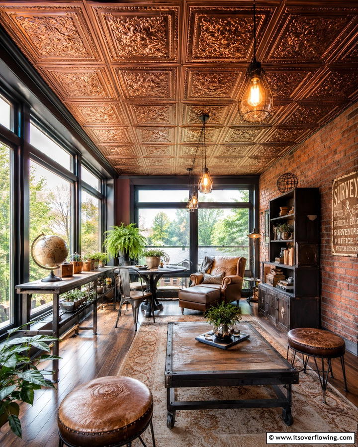 Metal Ceiling Tiles - 20 Sunroom Ceiling Ideas for a Stunning Overhead View