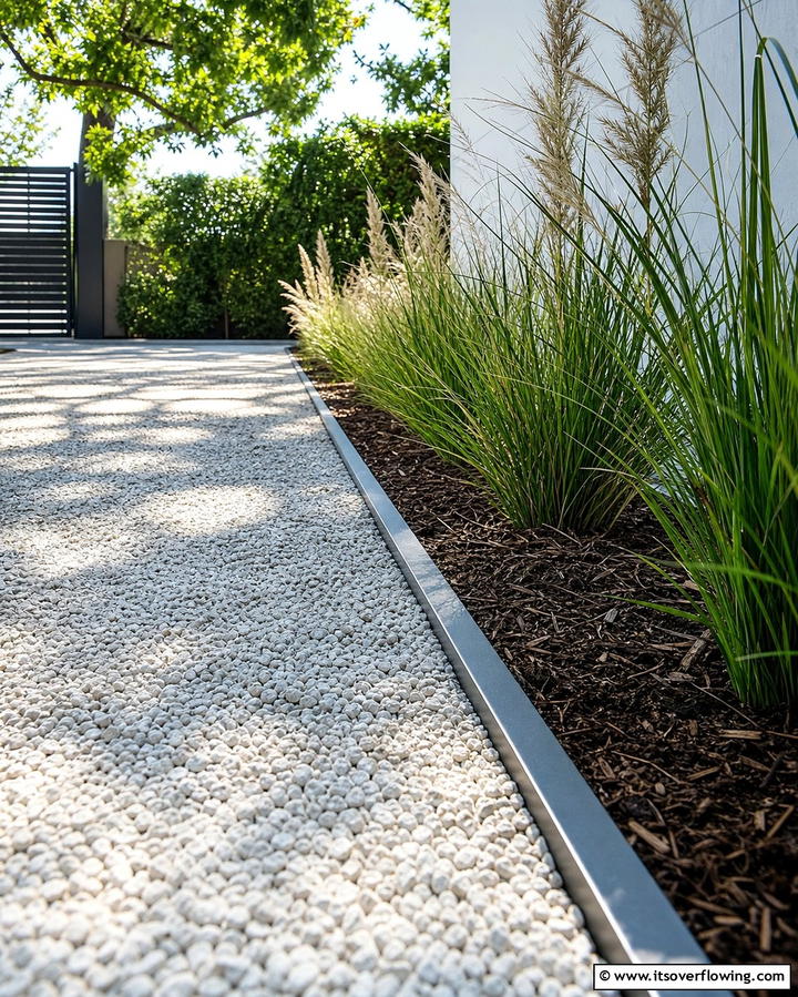 Metal Edging for a Contemporary Look - 25 Gravel Driveway Edging Ideas for a Polished Look