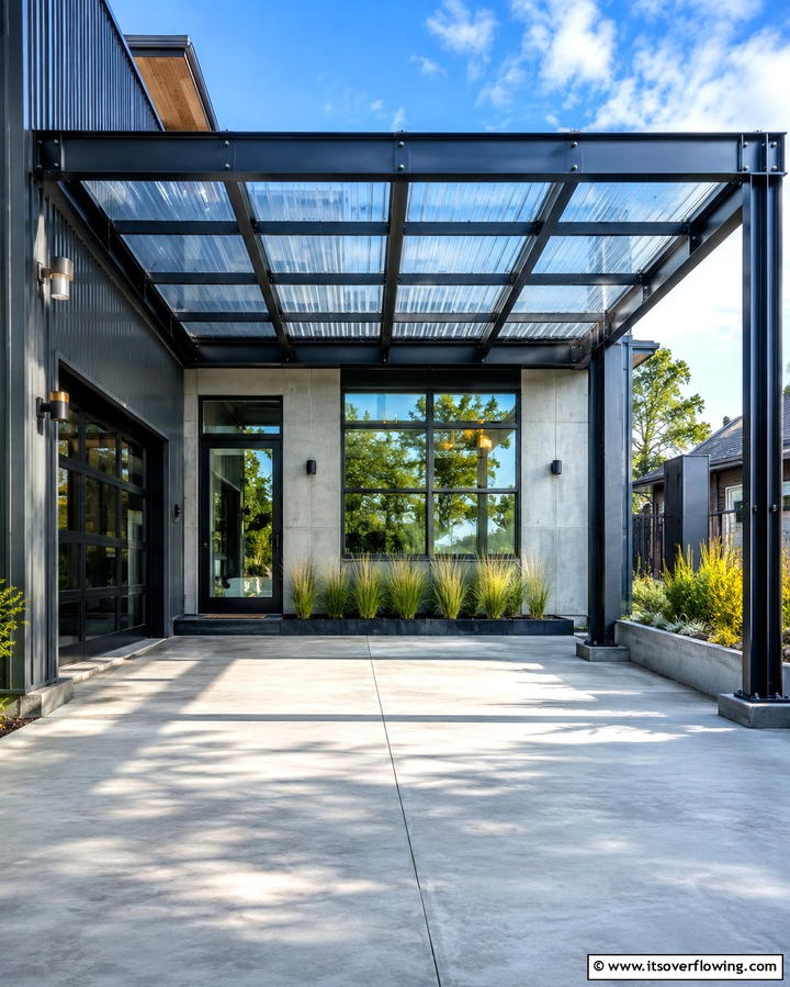 Metal Frame Car Porch - 25 Car Porch Design Ideas for a Welcoming Entrance