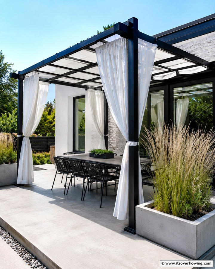 Metal Frame Pergola - 20 Small Patio Pergola Ideas for Cozy Outdoor Spaces