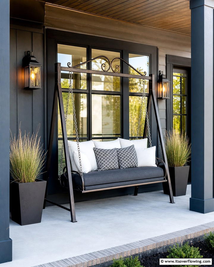 Metal Frame Porch Swing - 20 Front Porch Swing Ideas for a Cozy and Inviting Entrance