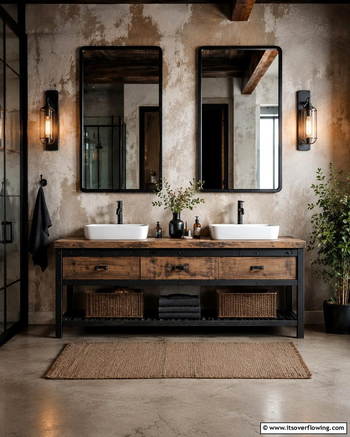 Metal Framed Mirrors - 25 Industrial Bathroom Ideas for a Bold Look