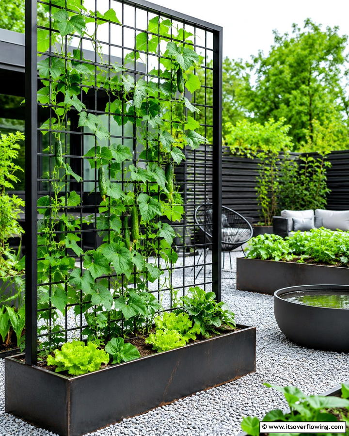 Metal Grid Trellis - 25 Cucumber Trellis Ideas for a Productive Garden