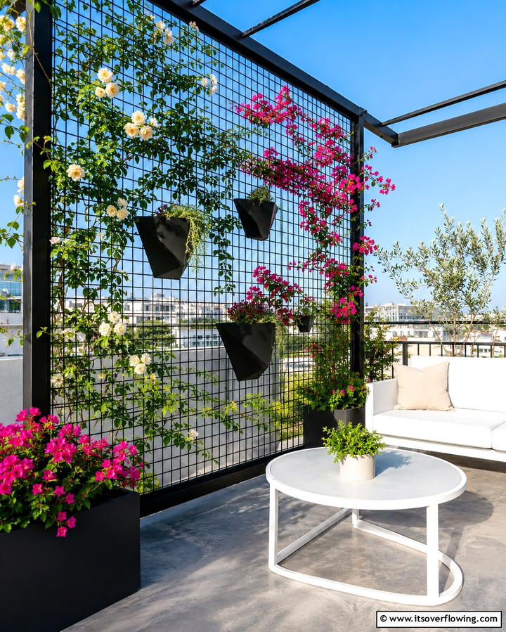Metal Grid Trellis - 25 Beautiful Balcony Trellis Ideas for Your Space