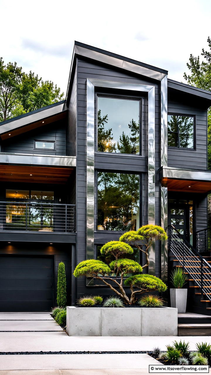 Metal Infused Trim - 30 Exterior Window Trim Ideas to Enhance Curb Appeal