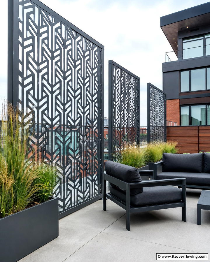 Metal Lattice Panels for Modern Flair - 25 Innovative Deck Lattice Ideas to Enhance Outdoor Spaces