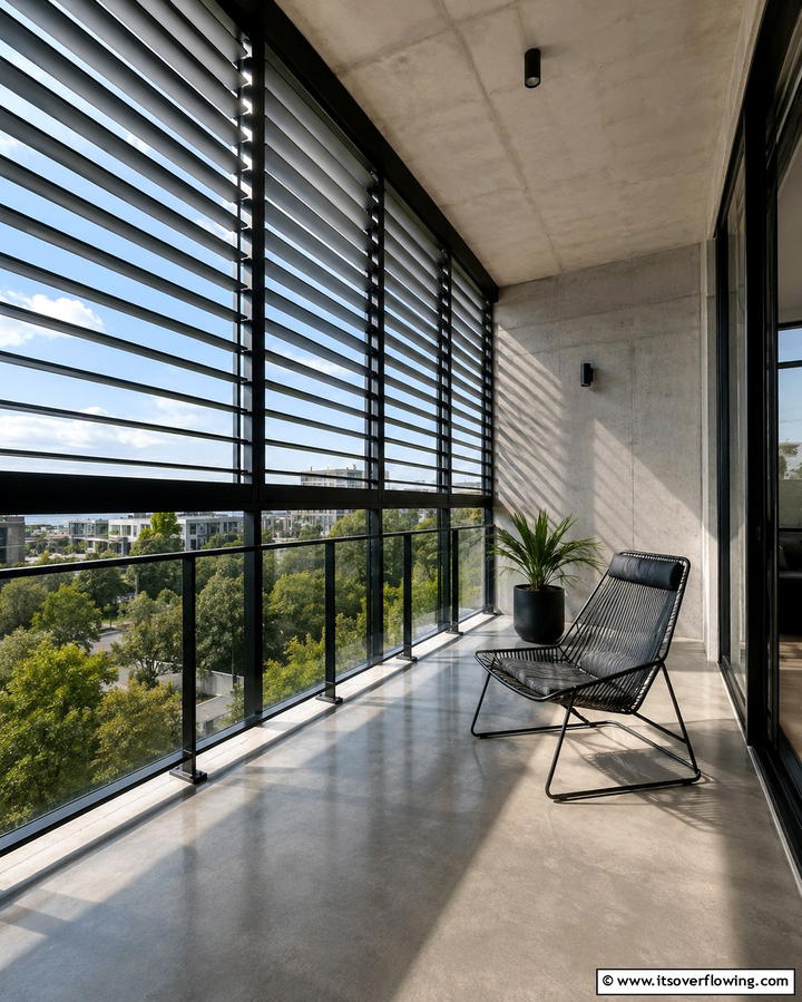 Metal Louvered Shades - 30 Balcony Privacy Ideas for Secluded Outdoor Spaces