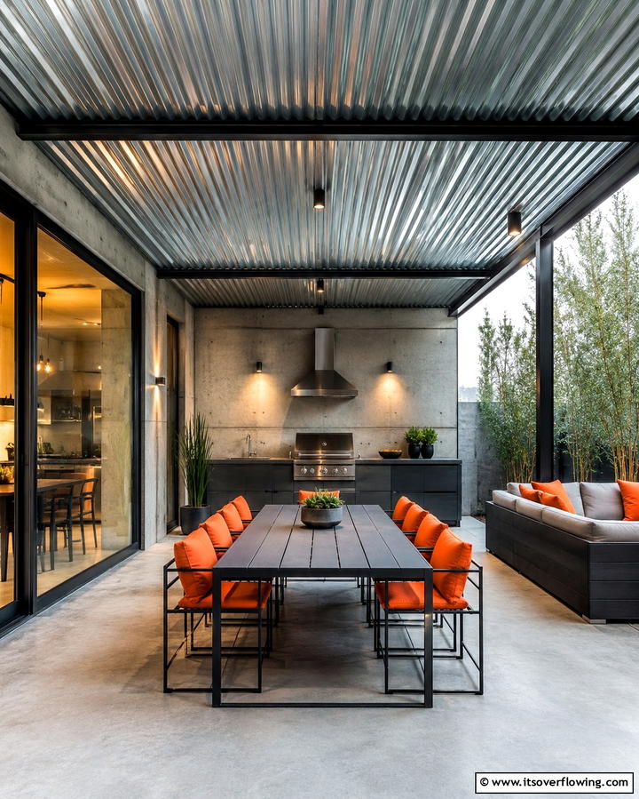 Metal Panels for Industrial Flair - 25 Patio Ceiling Ideas for Stylish Outdoor Spaces