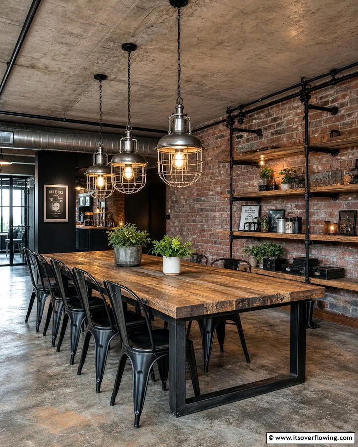 Metal Pendant Lighting - 20 Industrial Dining Room Ideas for a Modern Look
