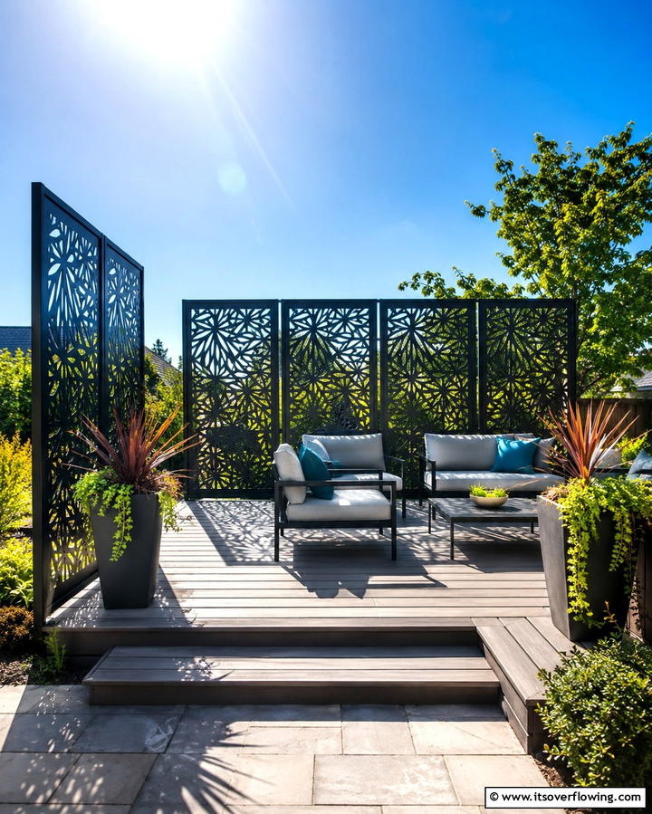 Metal Privacy Screens - 30 Private Deck Ideas for Secluded Outdoor Relaxation Zones