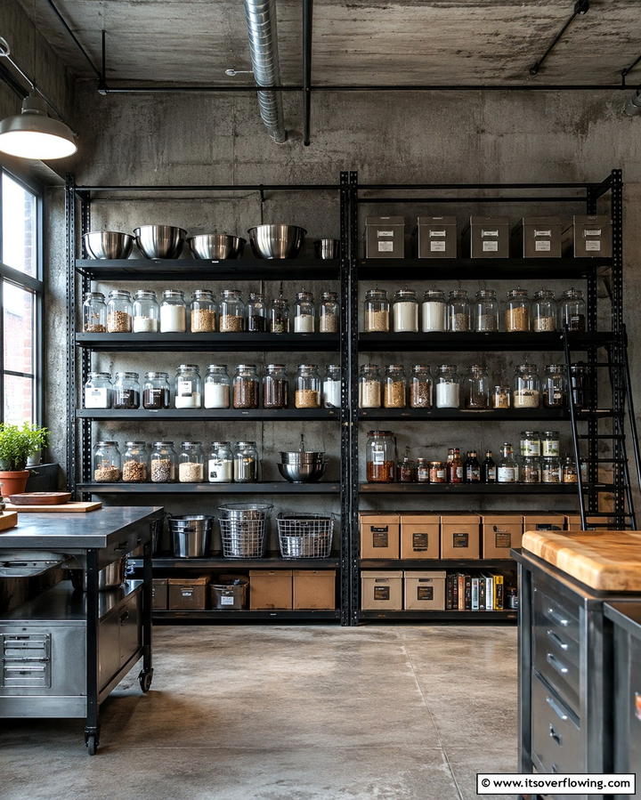 Metal Racks for Industrial Style - 25 Open Pantry Ideas to Organize Your Kitchen