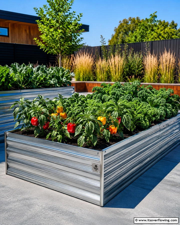 Metal Raised Beds for a Modern Aesthetic - 25 Raised Garden Bed Ideas for a Thriving Vegetable Garden