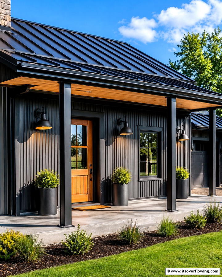 Metal Roof for Durability and Style - 25 Front Porch Roof Ideas- Enhance Your Home’s Curb Appeal