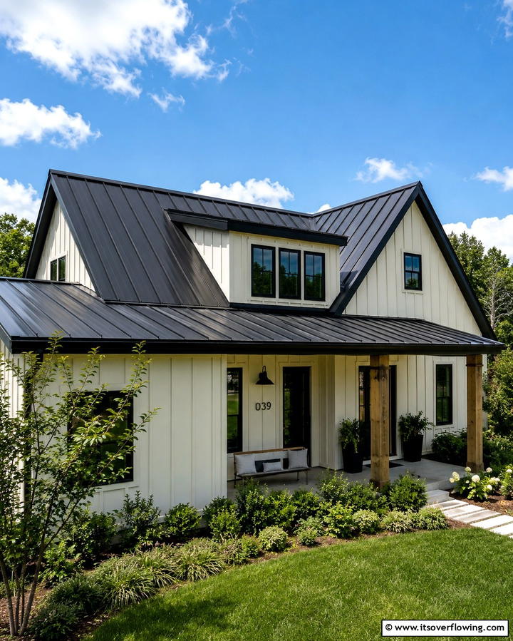 Metal Roof for a Sleek Finish - 25 Modern Cottage House Exterior Ideas for a Charming Look