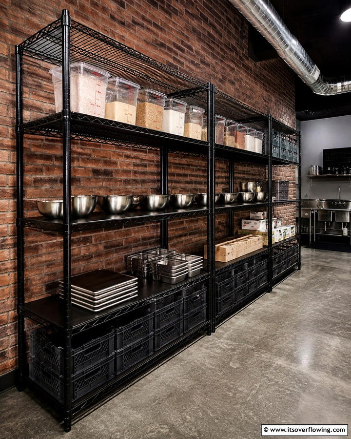 Metal Shelving for Industrial Appeal - 25 Pantry Shelving Ideas for Organized Kitchens