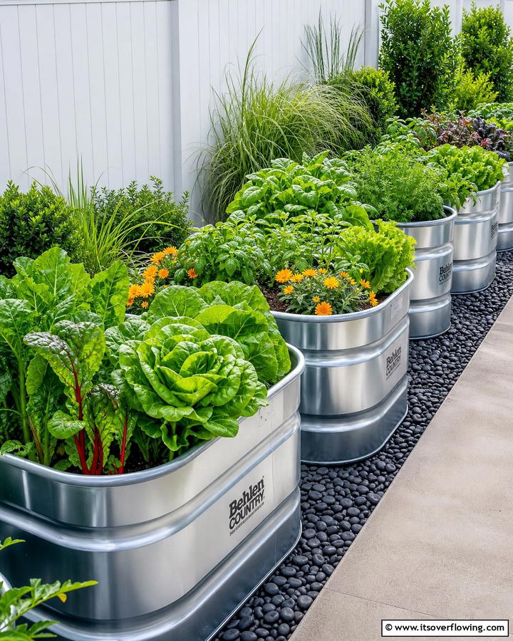 Metal Trough Raised Beds - 20 Raised Garden Bed Along Fence Ideas for Your Yard