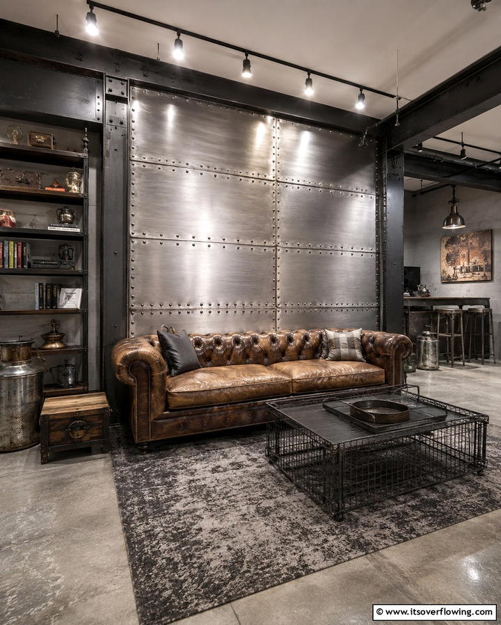 Metal Wall Accents - 30 Basement Wall Design Ideas to Transform Your Space