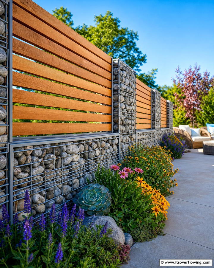 Metal and Wood Horizontal Fence - 25 Unique Horizontal Fence Ideas for Modern Landscaping