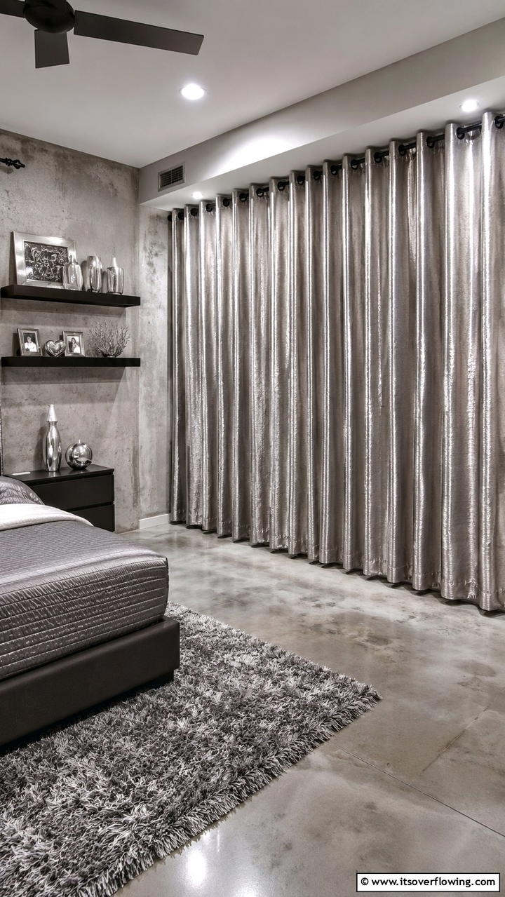 Metallic Accent Modernity - 30 Closet Curtain Ideas for Stylish and Practical Storage