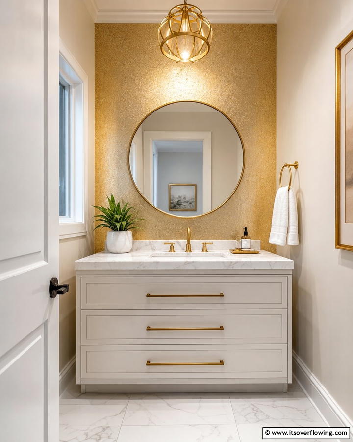 Metallic Accents - 20 Eclectic Powder Room Ideas for a Unique Look