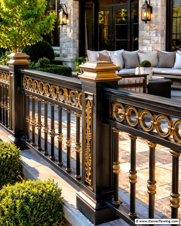 Metallic Accents - 25 Fence Painting Ideas to Refresh Your Outdoor Space