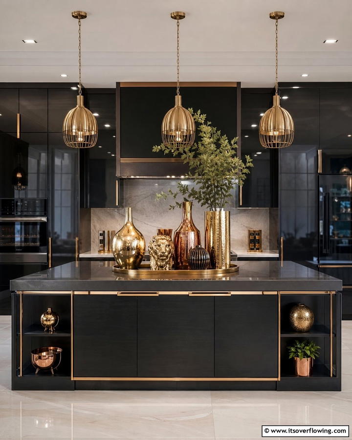 Metallic Accents - 20 Kitchen Island Centerpiece Ideas for a Stunning Look