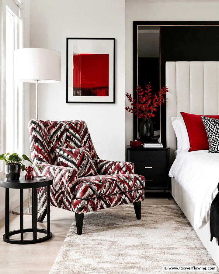Metallic Accents - 25 Red Black and White Bedroom Ideas for a Bold Look