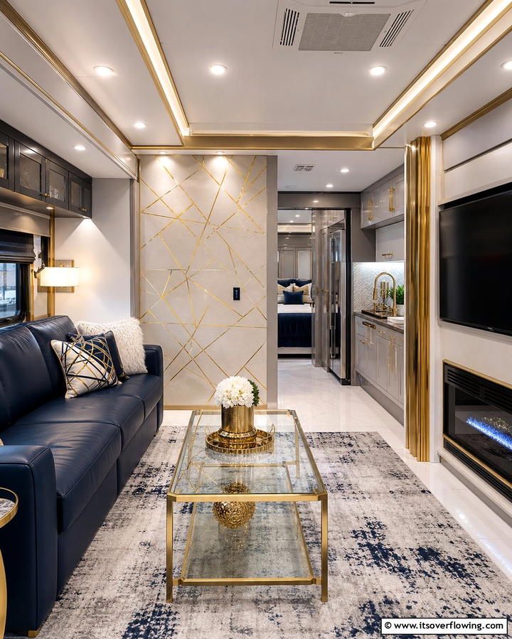 Metallic Accents - 25 RV Wallpaper Ideas for a Stylish and Comfortable Space