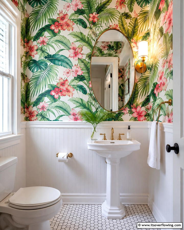 Metallic Accents - 30 Bold Colorful Bathroom Designs to Energize Your Morning Routine