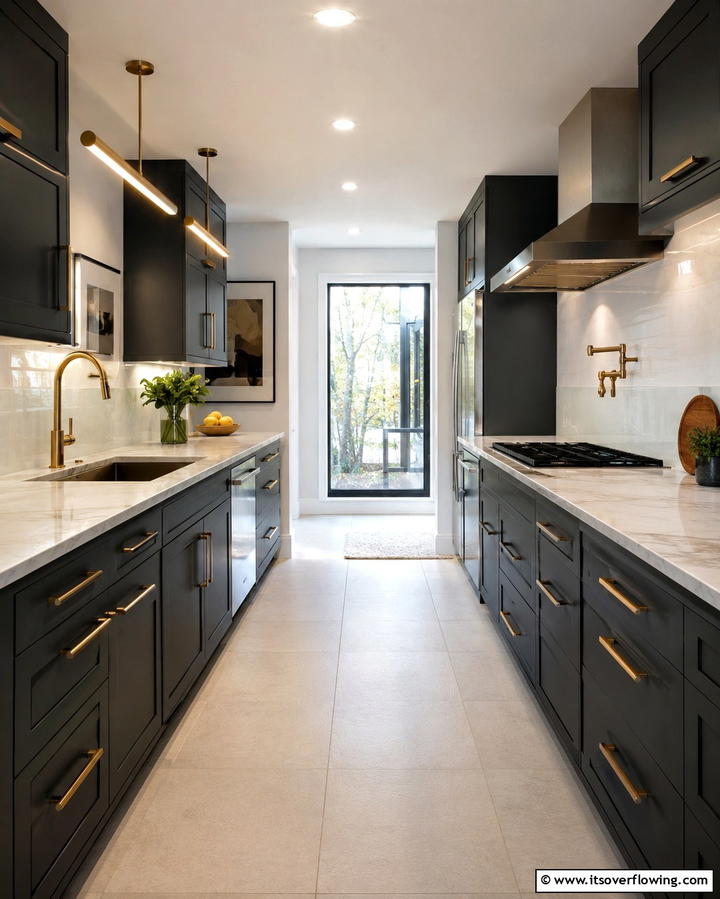Metallic Accents - 30 Parallel Modular Kitchen Designs for Efficient Cooking