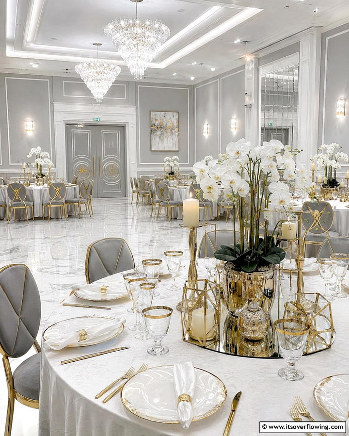 Metallic Accents - 30 Rehearsal Dinner Centerpiece Ideas for Memorable Nights
