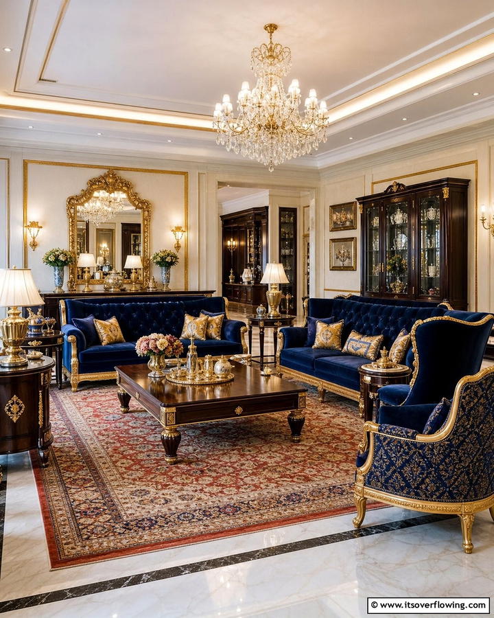 Metallic Accents - 20 Royal Living Room Design Ideas for an Elegant Space