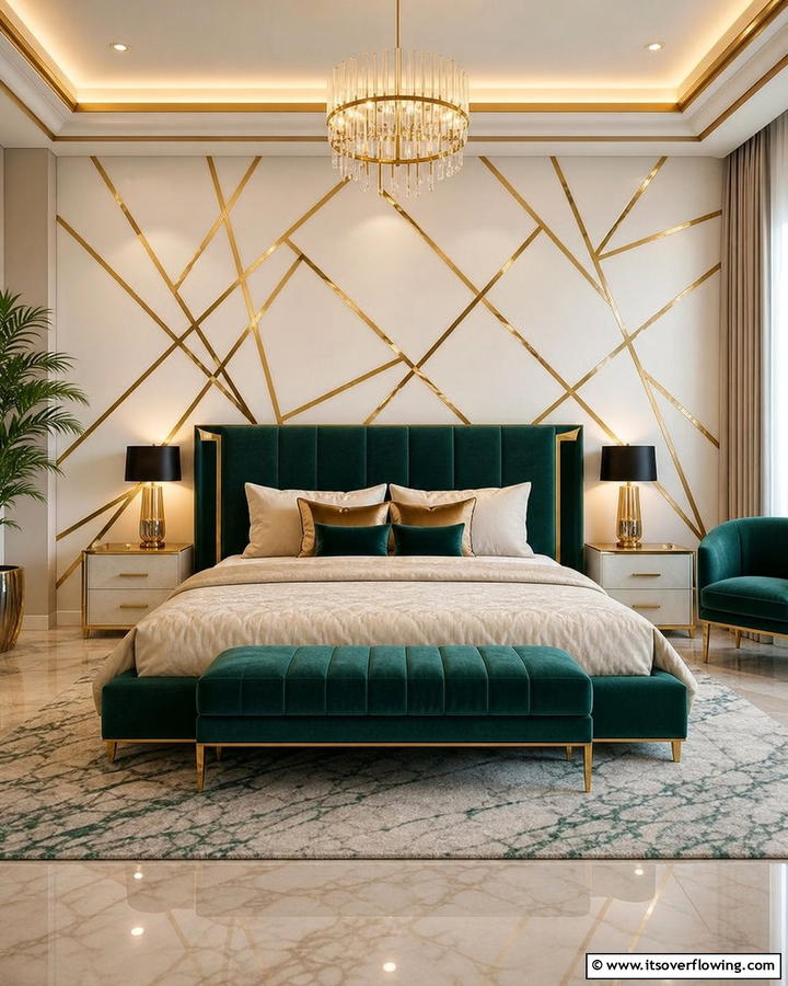 Metallic Accents - 21 Creative Bedroom Wall Painting Ideas for Stylish Rooms