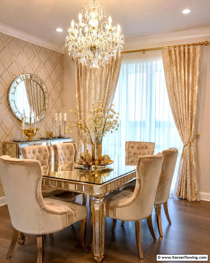 Metallic Accents for Glamour - 25 Elegant Dining Room Curtain Ideas to Transform Your Space