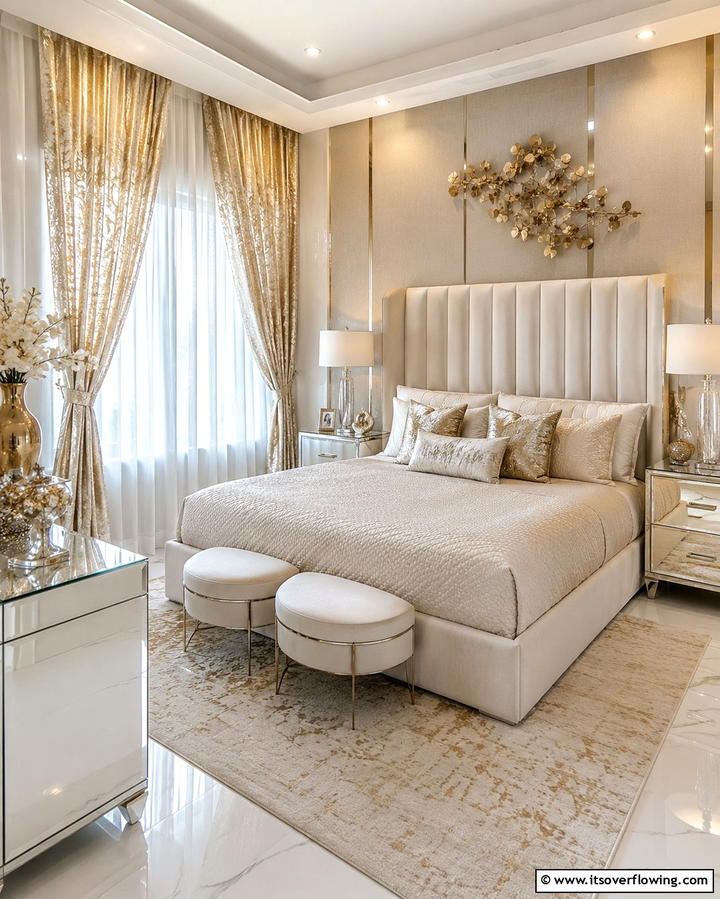 Metallic Accents for a Glamorous Look - 25 Elegant Bedroom Curtain Ideas to Enhance Your Decor