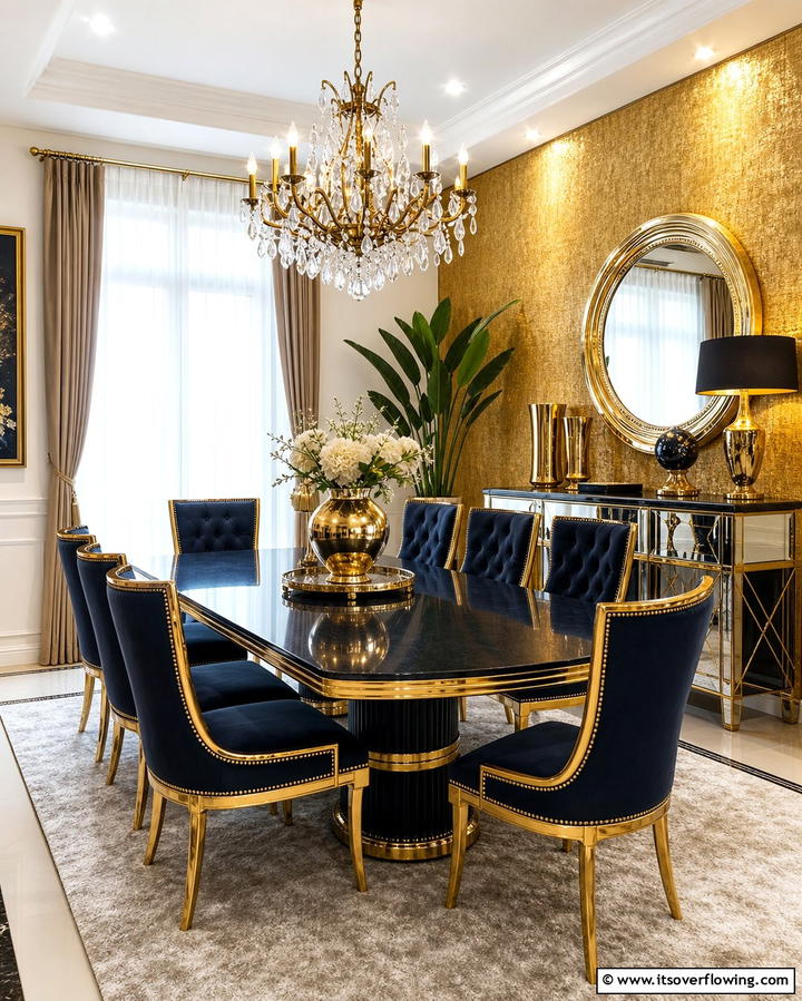 Metallic Accents for a Glamorous Touch - 25 Vibrant Colorful Dining Room Ideas for a Fun Space