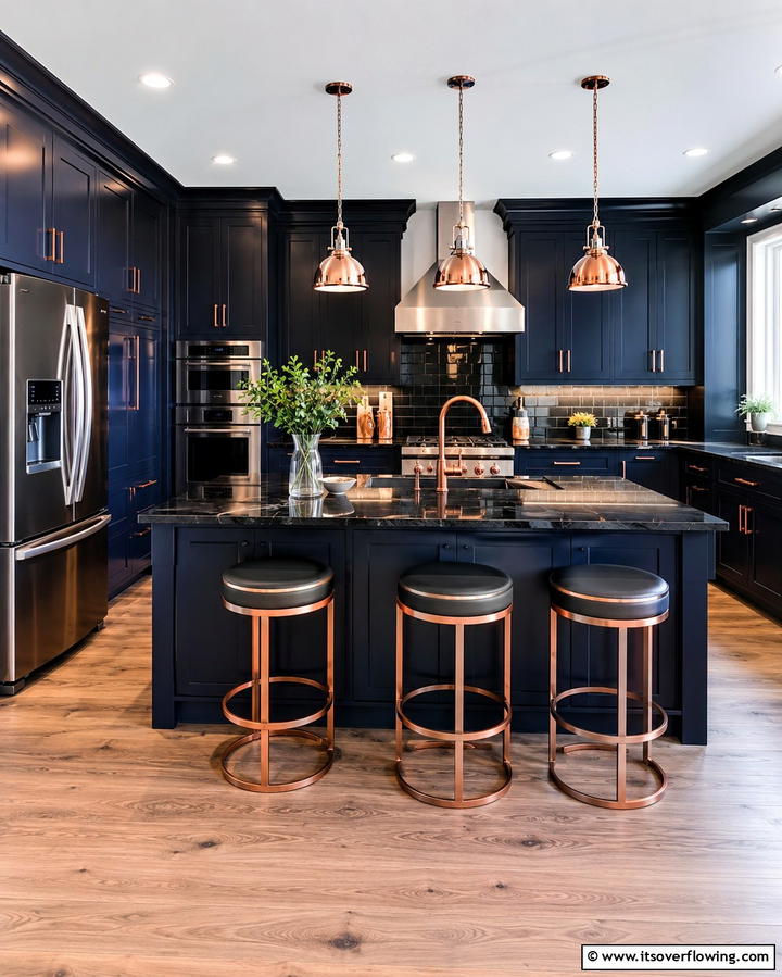 Metallic Accents for a Modern Edge - 25 Dark Kitchen Ideas for a Bold and Modern Look