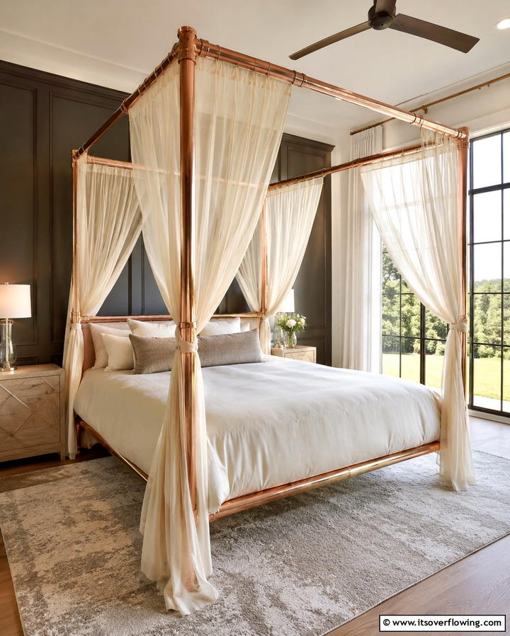 Metallic Bed Canopy - 25 Steampunk Bedroom Ideas for a Unique Vintage Look