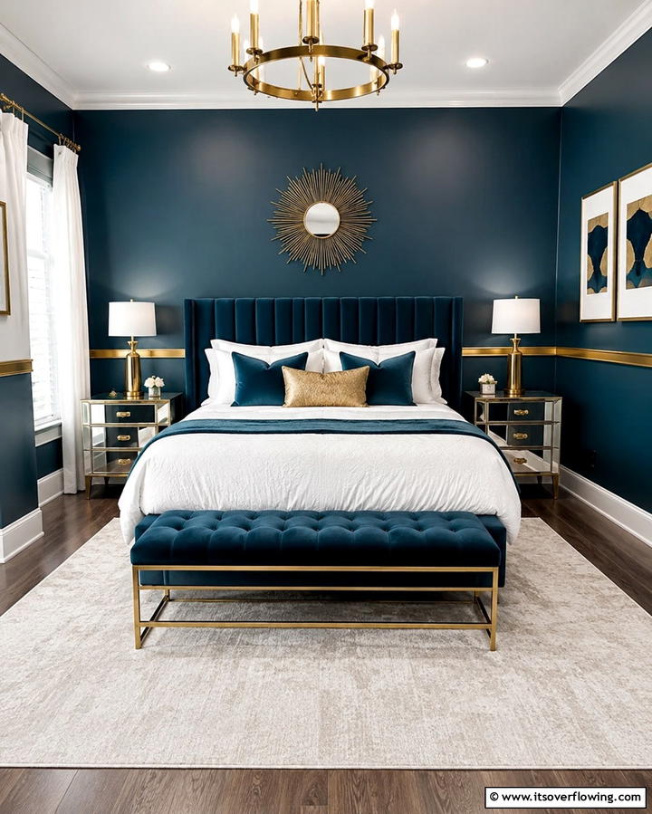 Metallic Chair Rail for Modern Glam - 30 Stylish Chair Rail Molding Ideas to Elevate Your Interiors