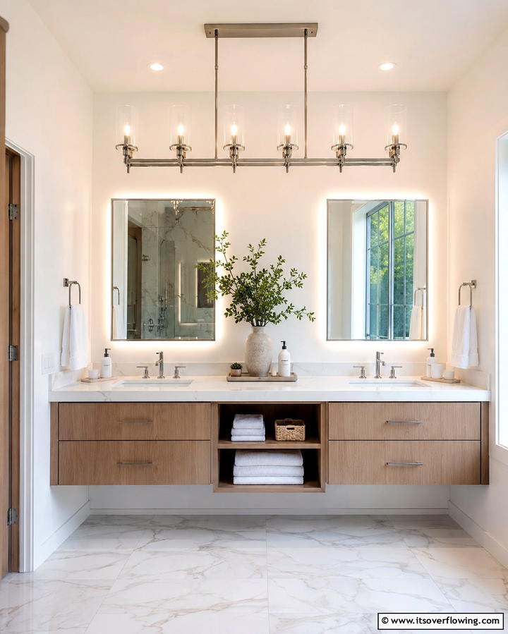 Metallic Chandeliers for a Polished Look - 25 Bathroom Chandelier Ideas for a Luxurious Touch