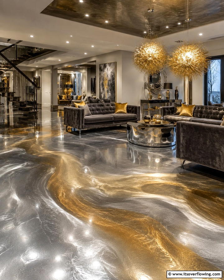 Metallic Concrete Floors - 25 Innovative Concrete Floor Design Ideas for Homes