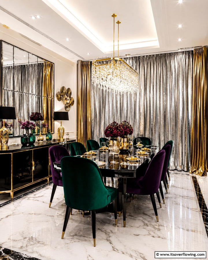 Metallic Curtains for a Glamorous Touch - 25 Elegant Dining Room Curtain Ideas to Transform Your Space