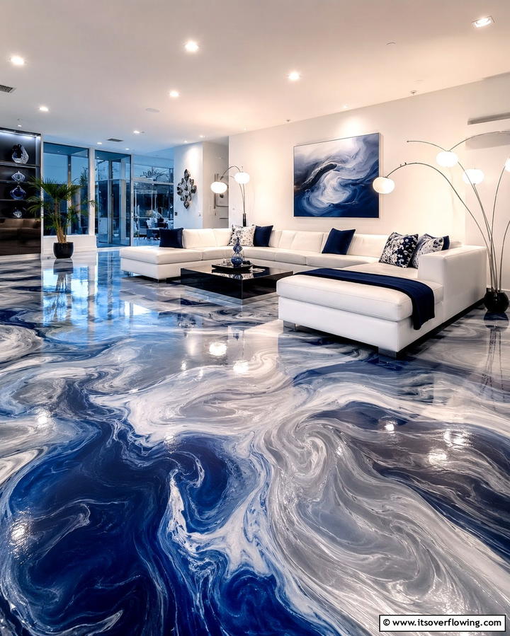Metallic Epoxy Concrete Coating - 25 Innovative Concrete Floor Design Ideas for Homes