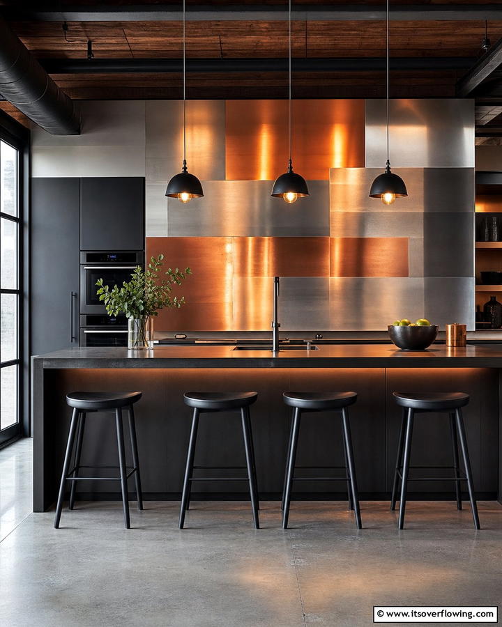 Metallic Finishes - 21 Kitchen Island Back Panel Ideas for Modern Designs