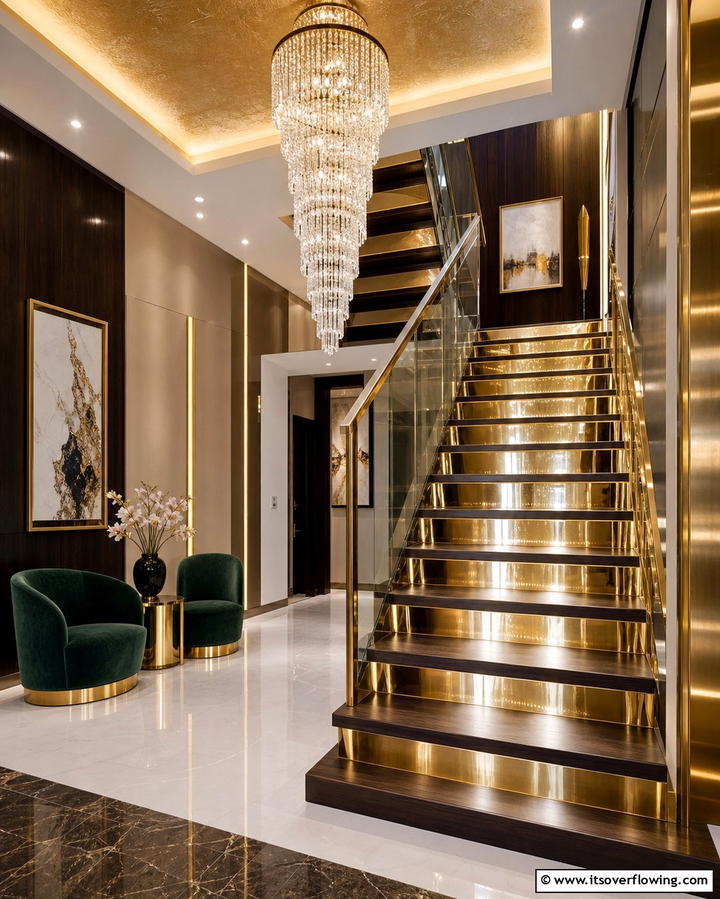 Metallic FinishesExact - 25 Stair Riser Ideas to Enhance Your Home’s Interior