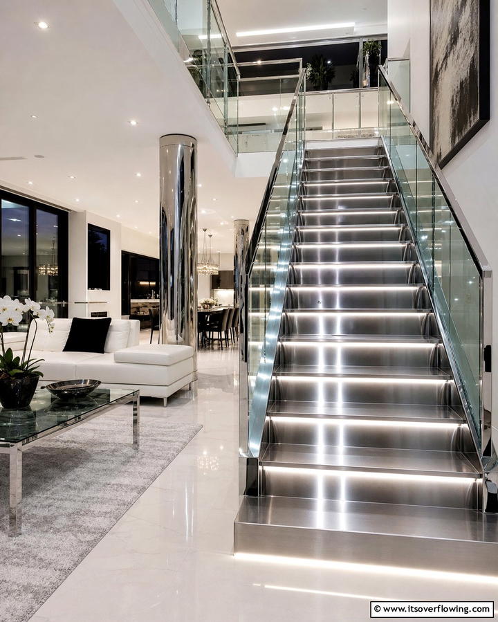 Metallic FinishesOne - 25 Stair Riser Ideas to Enhance Your Home’s Interior