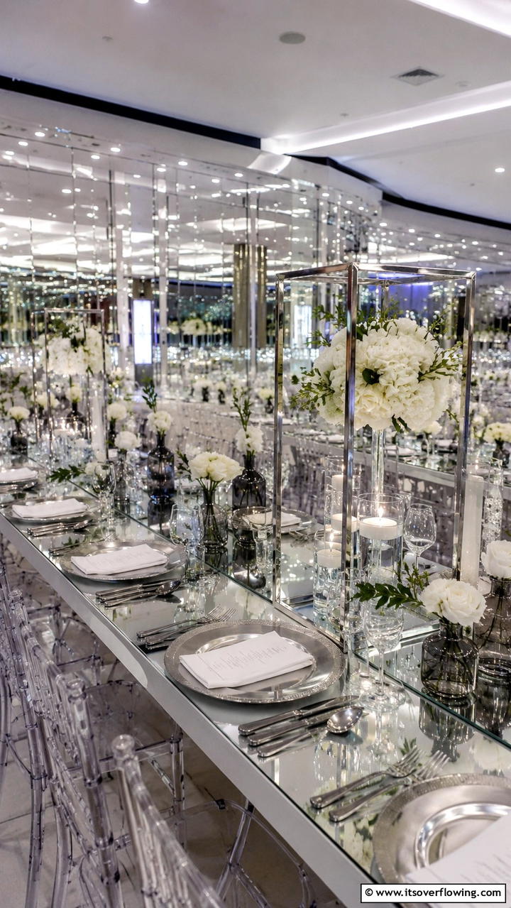 Metallic Mirror Accents - 21 Wedding Table Decoration Ideas for Memorable Celebrations