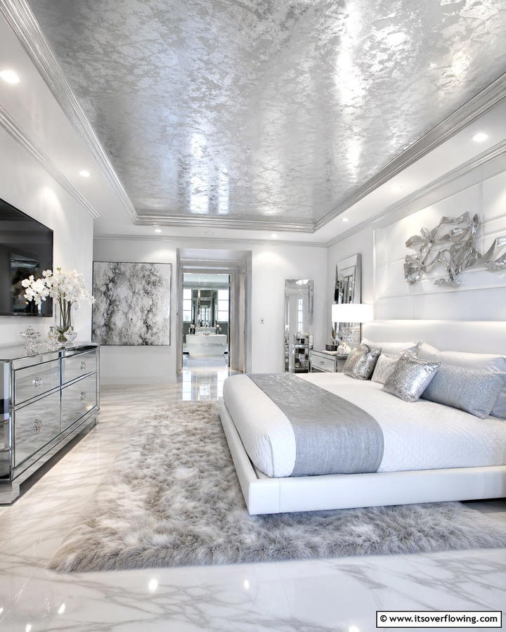 Metallic Paint Finish - 25 Stunning Bedroom Ceiling Ideas to Elevate Your Space