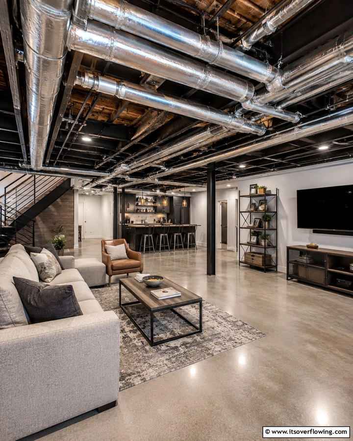 Metallic Paint for a Modern Edge - 25 Exposed Basement Ceiling Ideas for an Industrial Chic Look